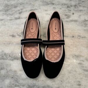 The Hummingbird Mary Jane Black Suede Birdie Flats Size 8